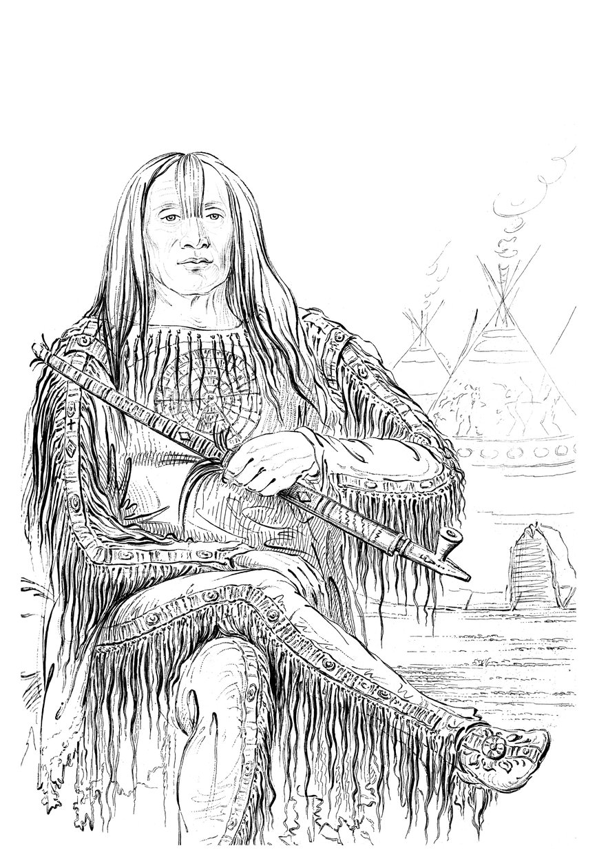 Blackfoot ulusunun şefi, 1841. by Myers and Co