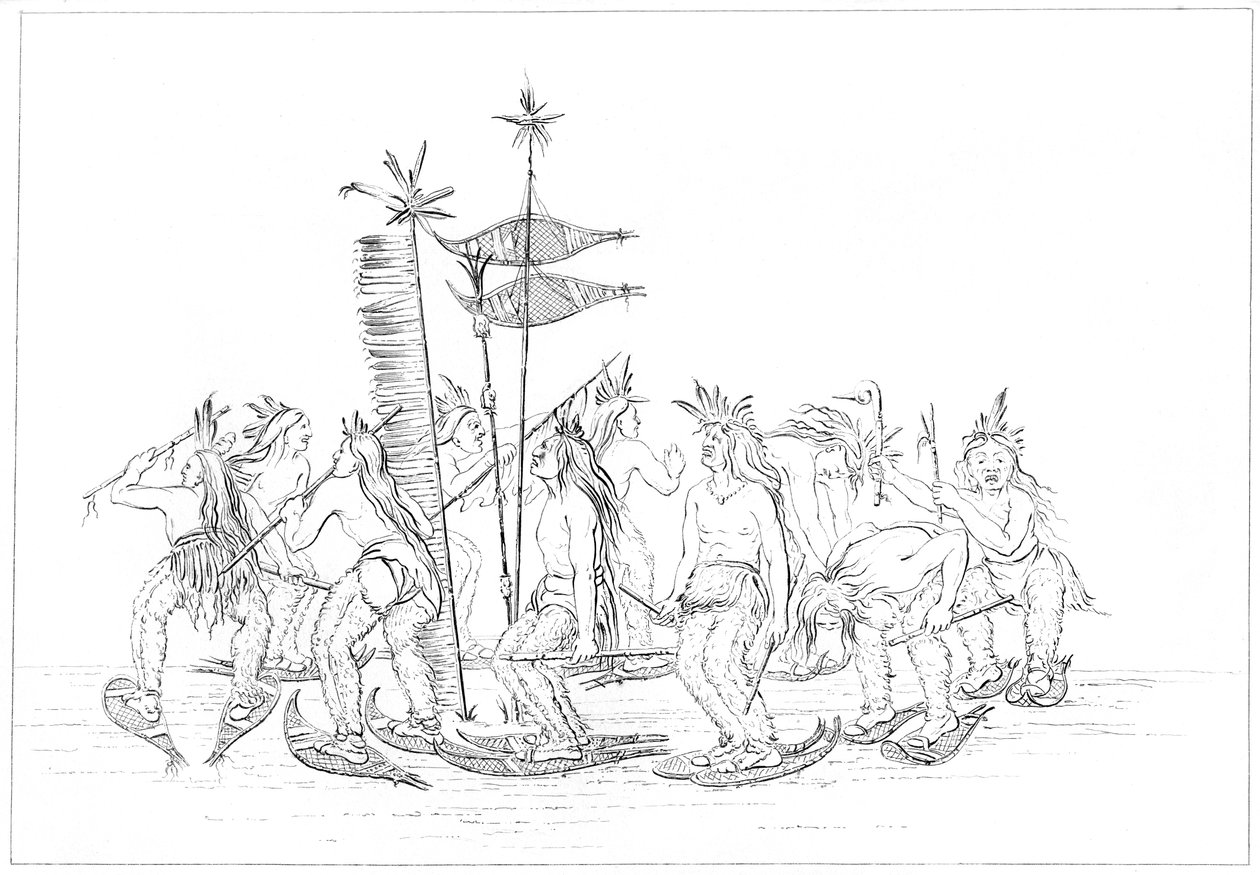 Chippewa kar ayakkabısı dansı, 1841. by Myers and Co