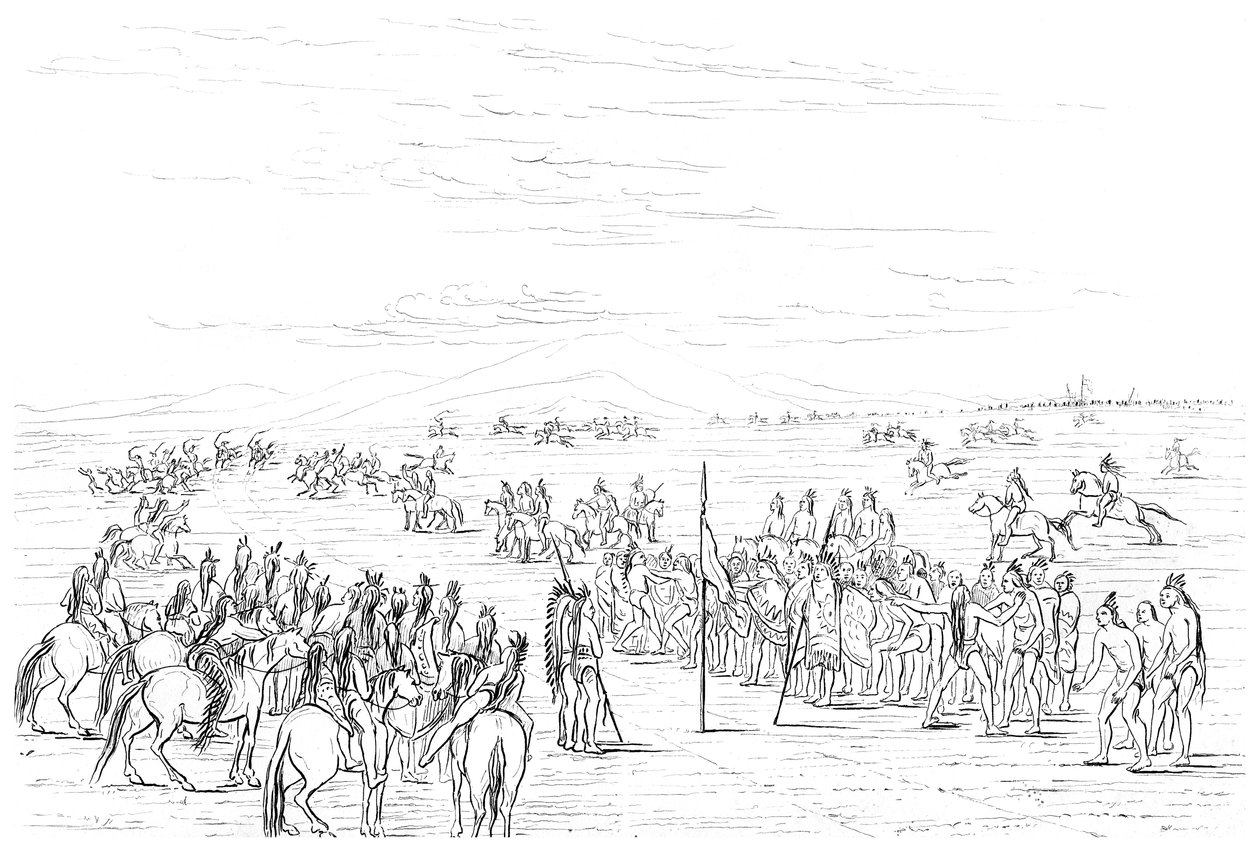 Kızılderili at yarışı, 1841. by Myers and Co