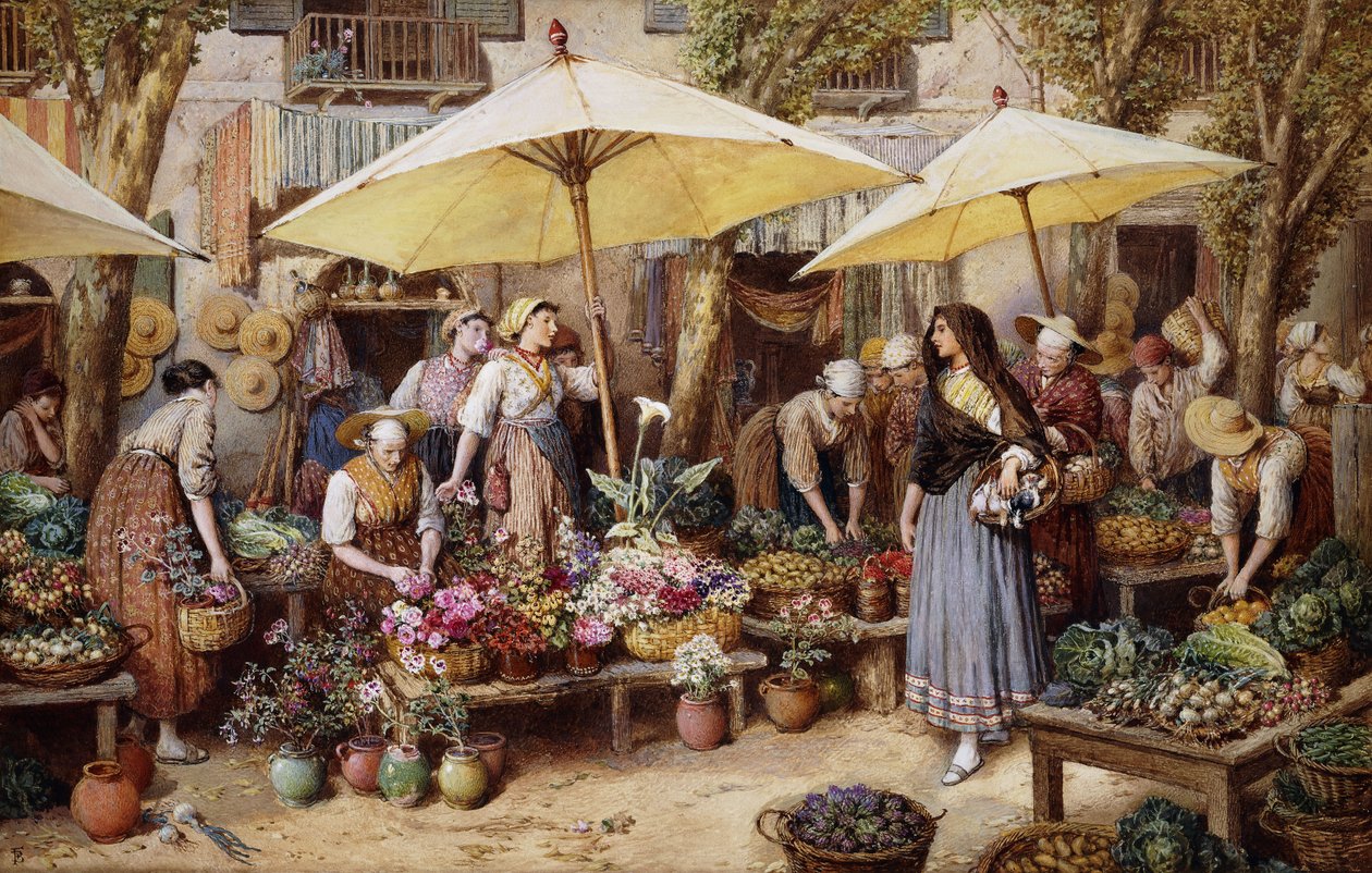 Çiçek Pazarı, Toulon, by Myles Birket Foster