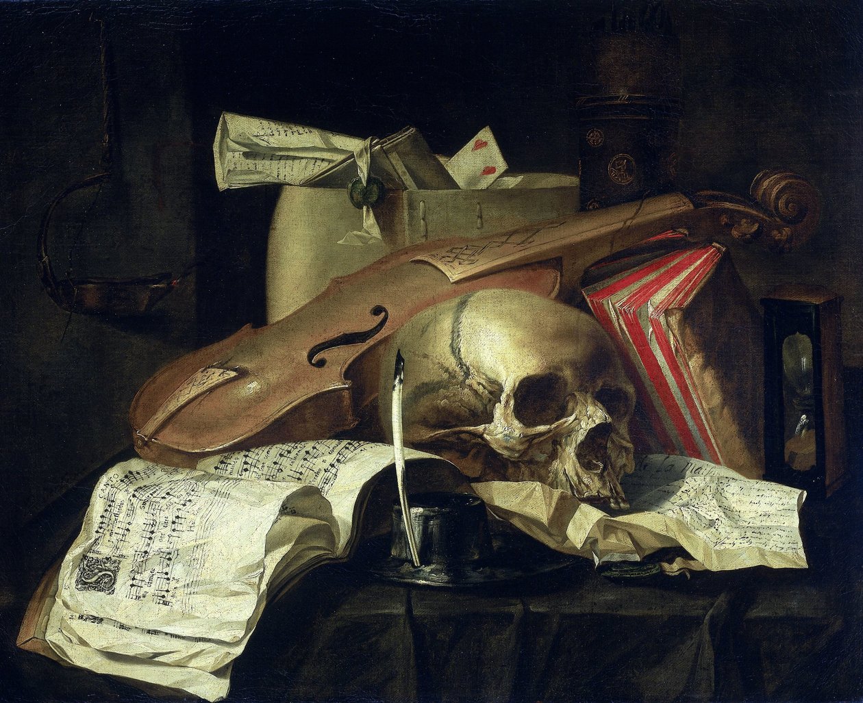 Vanitas natürmort by N.L. Peschier