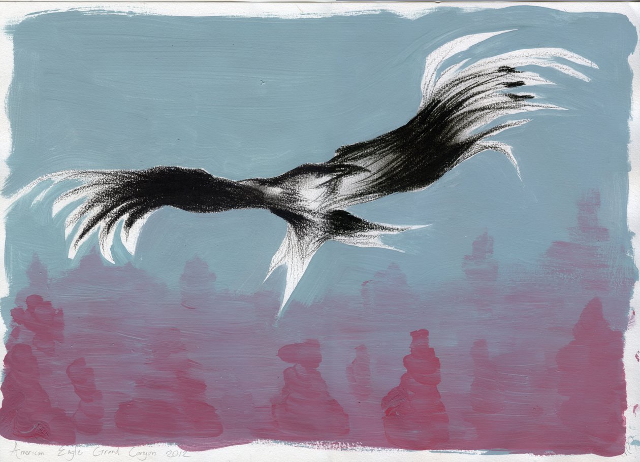 Canyon Eagle, 2014, (kağıt üzerine guaj ve kömür) by Nancy Moniz Charalambous