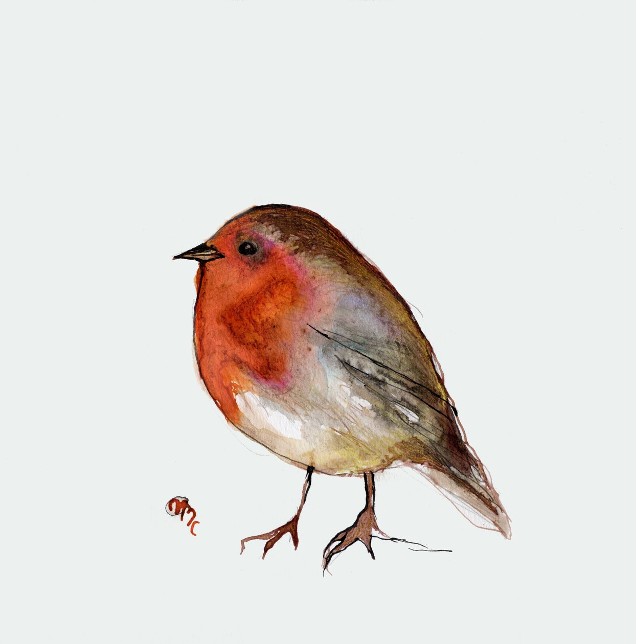 Fat Robin, 2017, (ink on paper) by Nancy Moniz Charalambous