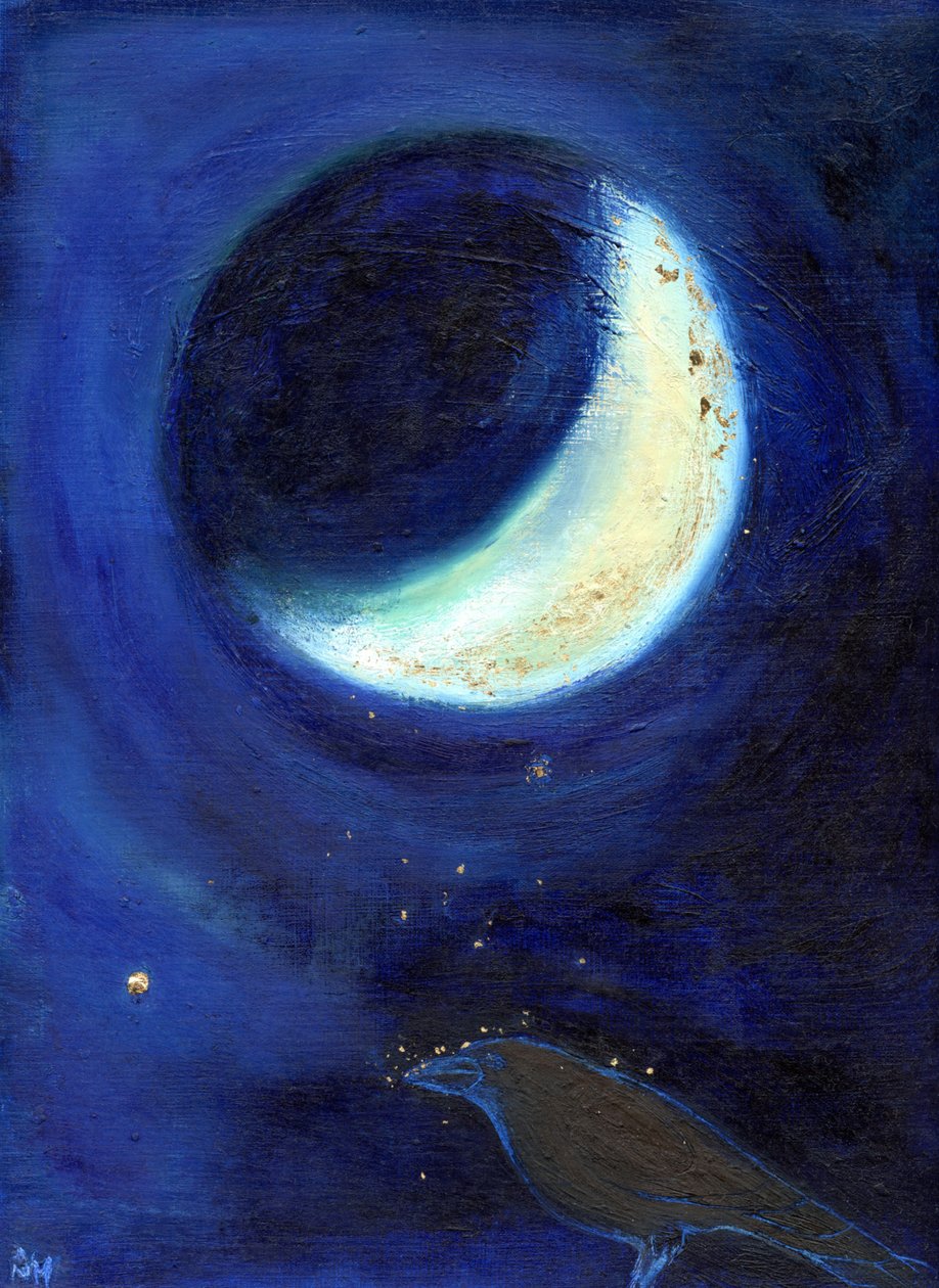 Temmuz ayı, 2014, (karttaki yağ ve altın varak) by Nancy Moniz Charalambous