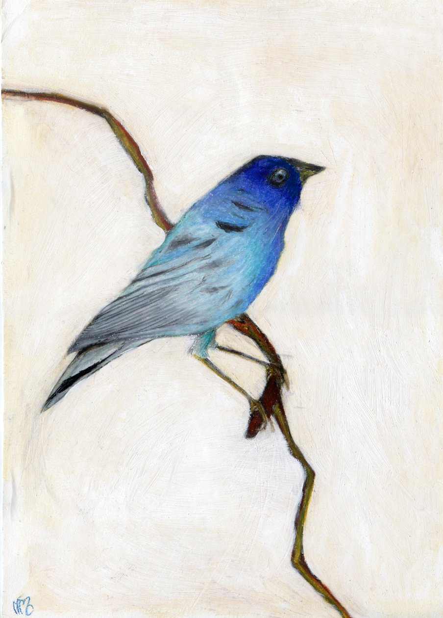 Little Blue, 2012, (kağıt üzerine yağlı pastel) by Nancy Moniz Charalambous