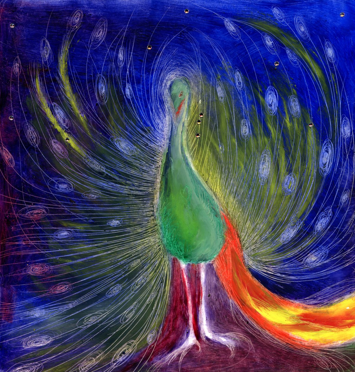Night of Light, 2012, (kart üzerinde yağ ve altın varak) by Nancy Moniz Charalambous