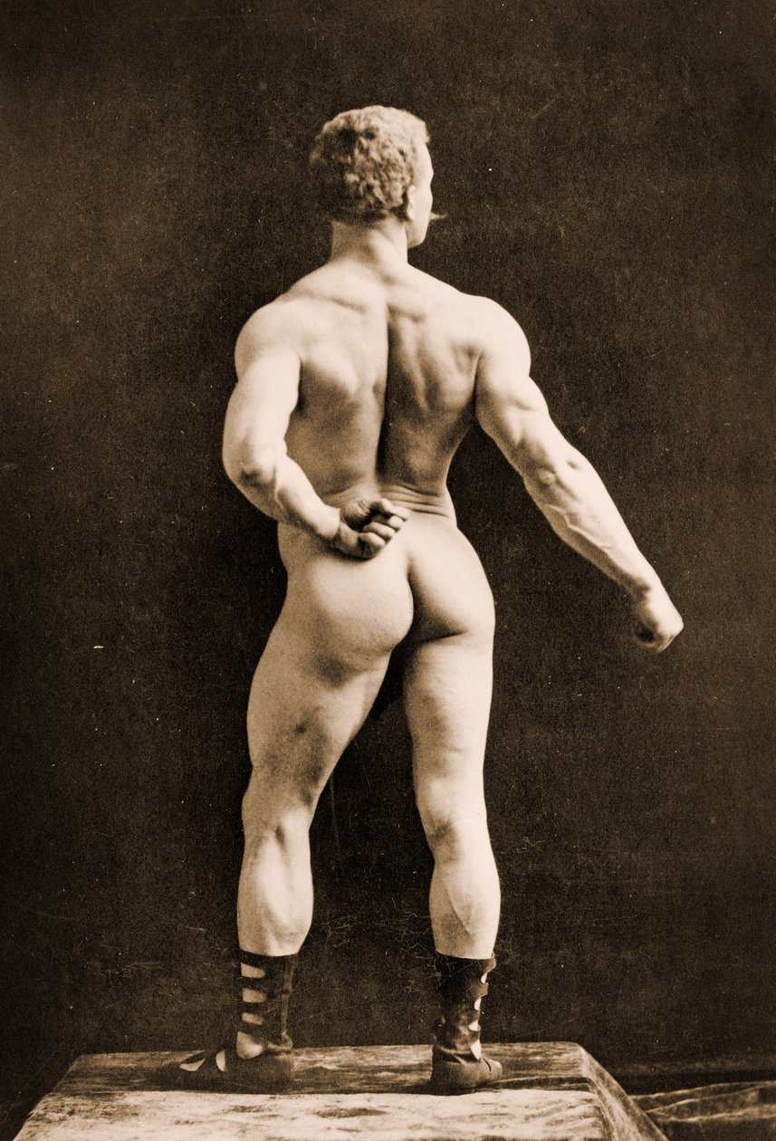 Eugen Sandow, klasik antik Greko-Romen pozunda, 1893 dolayları by Napoleon Sarony