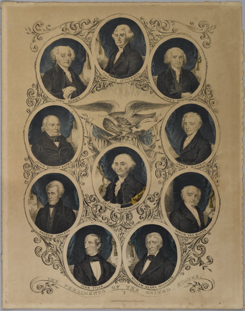 Amerika Birleşik Devletleri Başkanları, 1844 (el boyaması taş) by Nathaniel Currier