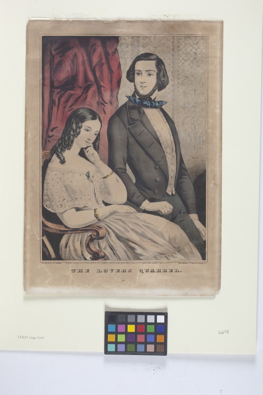 The Lover'S Quarrel (elle renklendirilmiş litografi) by Nathaniel Currier