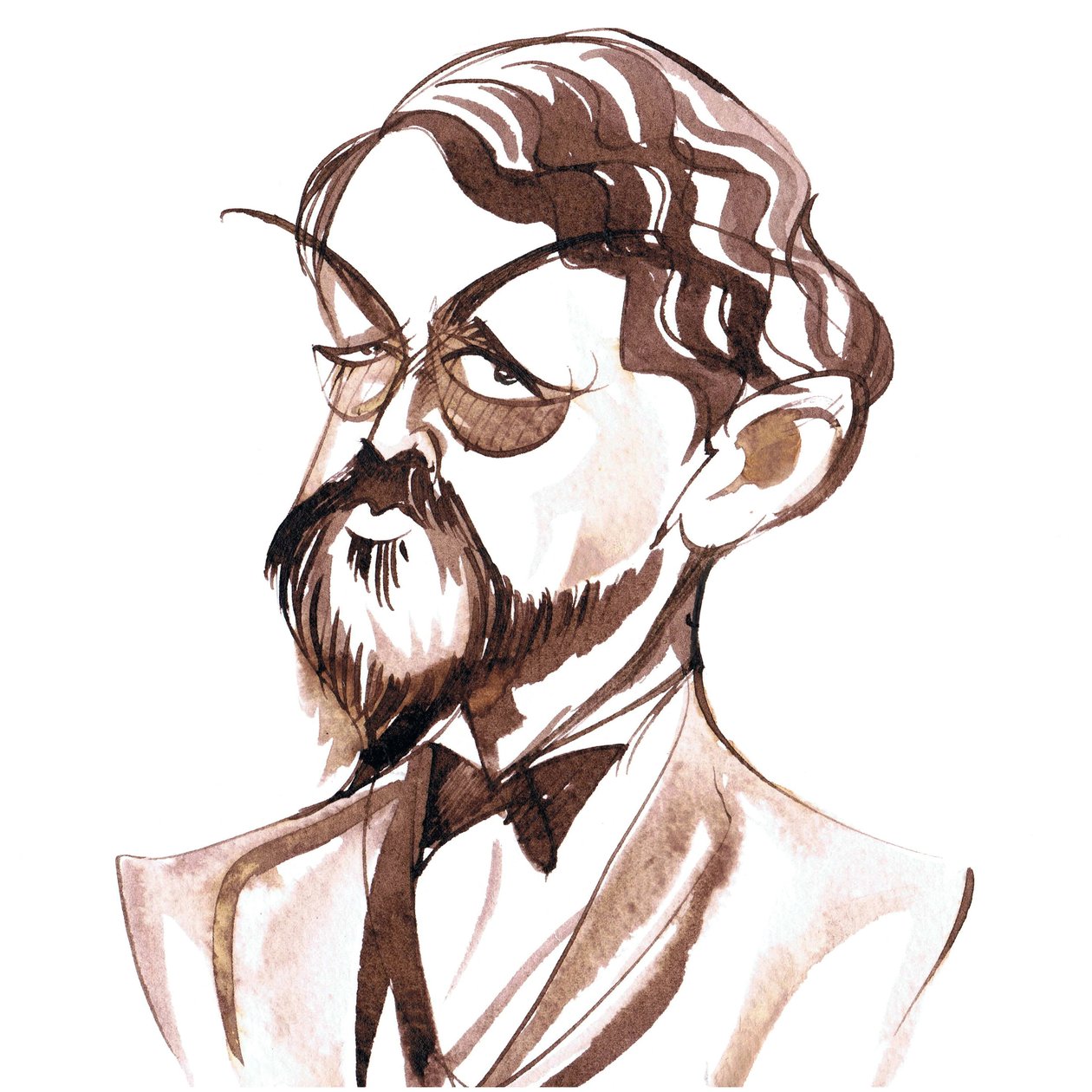 Achille-Claude Debussy, Fransız besteci (1862-1918), mürekkep karikatürü by Neale Osborne