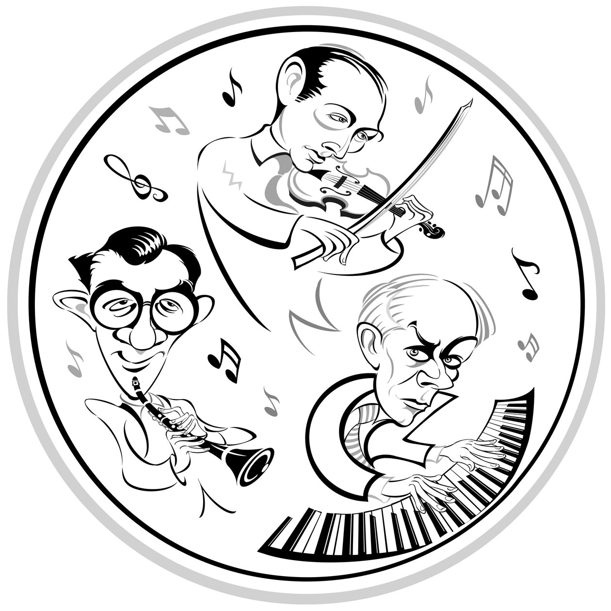 Piyanoda Bela Bartok, Amerikalı klarnetçi Benny Goodman (1909-86) ve Macar kemancı Joseph Szigeti (1892-1973), 1940