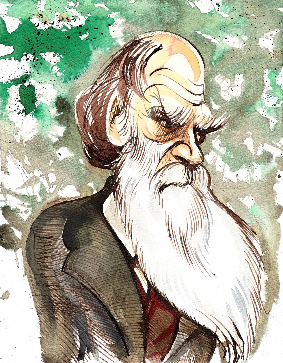 Charles Darwin (İngiliz doğa bilimci ve yazar, 1809-82) renkli karikatür by Neale Osborne