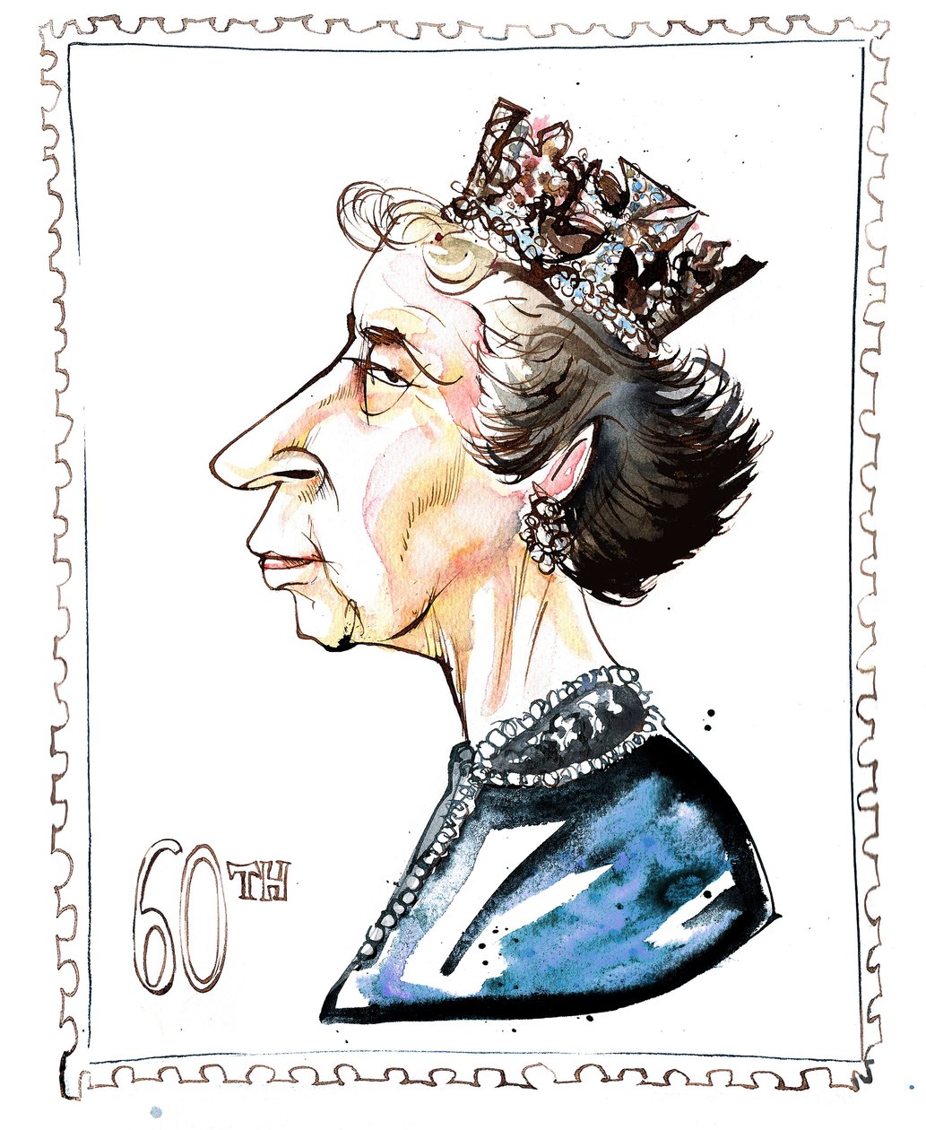 Elizabeth Windsor - caricature by Neale Osborne