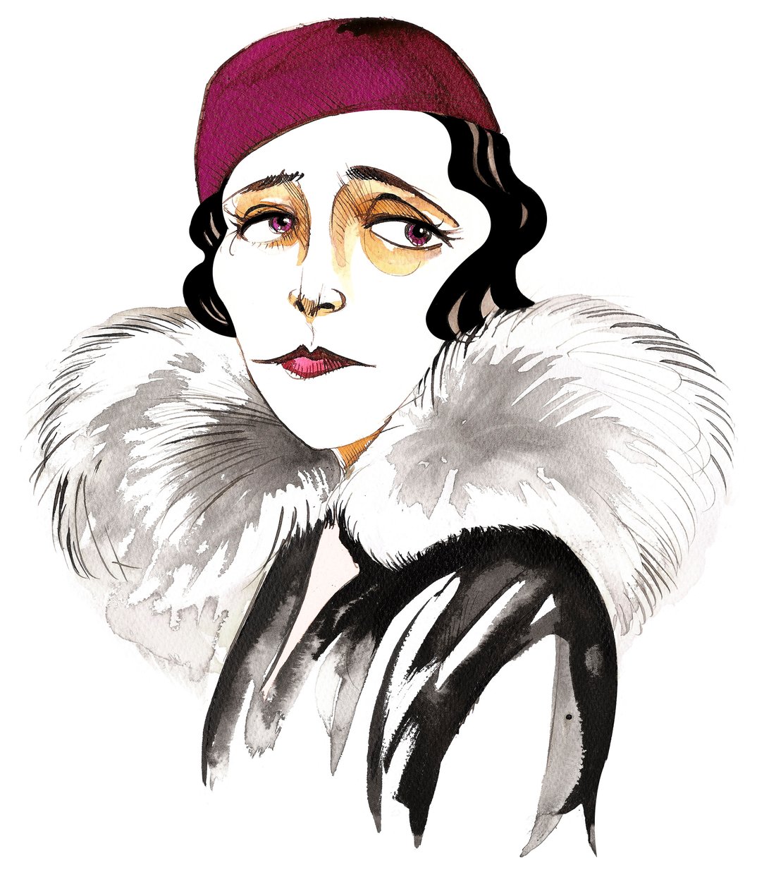 Germaine Tailleferre, French composer, pianist, and member of ?Les Six?, (1892 - 1983) caricature by Neale Osborne