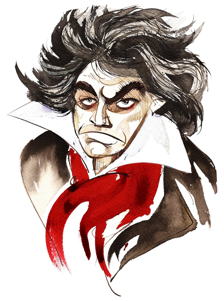 Alman besteci Ludwig van Beethoven (1770-1827); karikatür by Neale Osborne