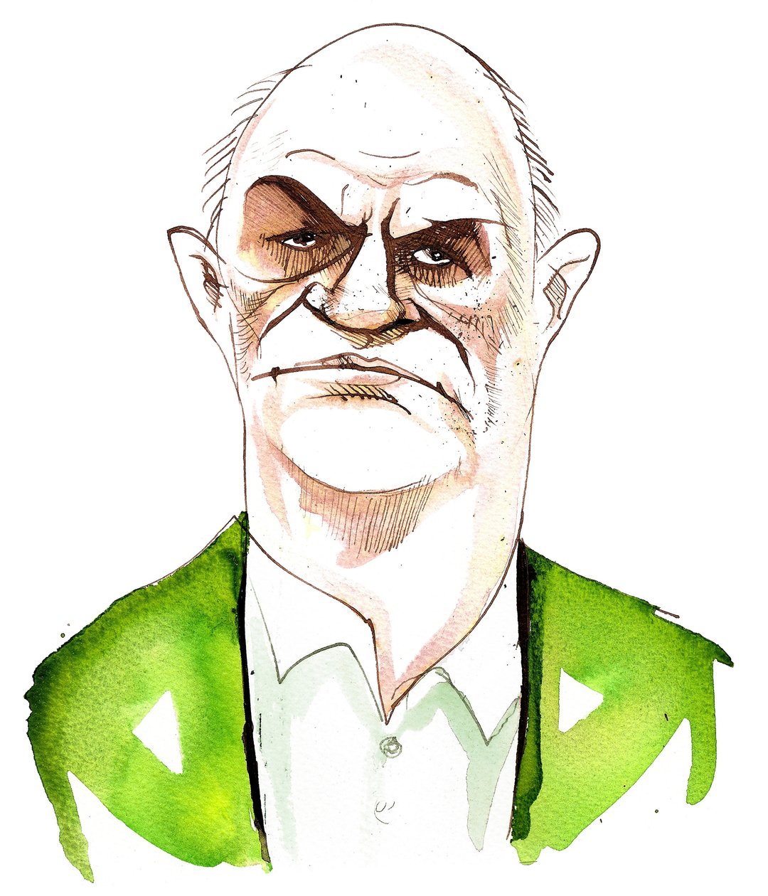 İrlandalı romancı Colm Toibin (1955); karikatür by Neale Osborne