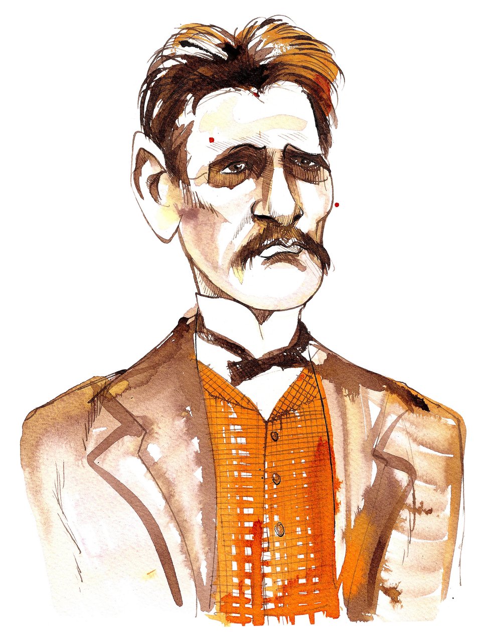 Jean Sibelius, genç bir adam olarak karikatürize edildi by Neale Osborne