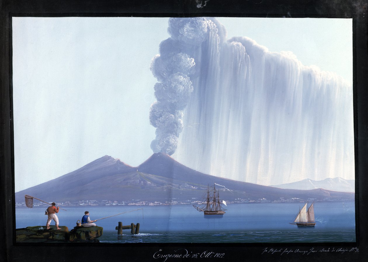 Napoli: Vezüv patlaması, 26 Ekim 1822 (guaj) by Neapolitan School
