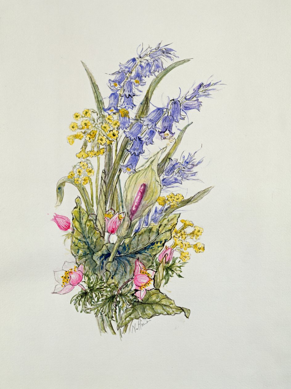 Bluebell vecize inekler, dogroses ve zambak ile by Nell Hill