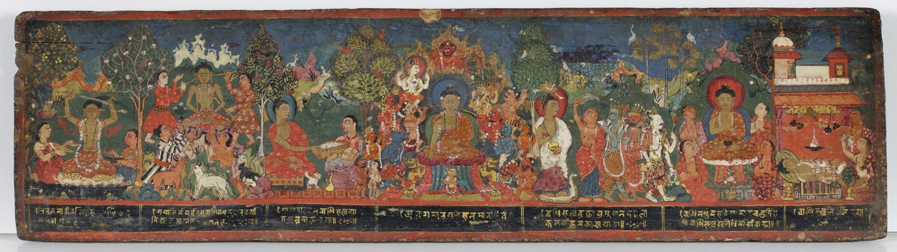 Budist el yazması kapak (ahşap üzerine opak klozet) by Nepalese School