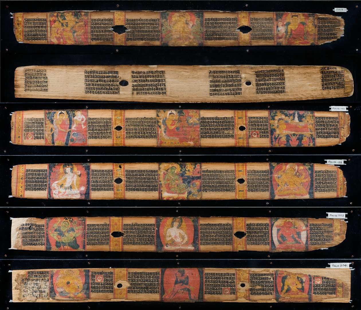 El yazması yapraklar (hurma yapraklarında mürekkep ve renkler) by Nepalese School