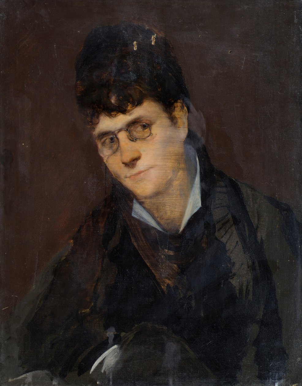 pince-nez ile bayan by Leopold Blonder