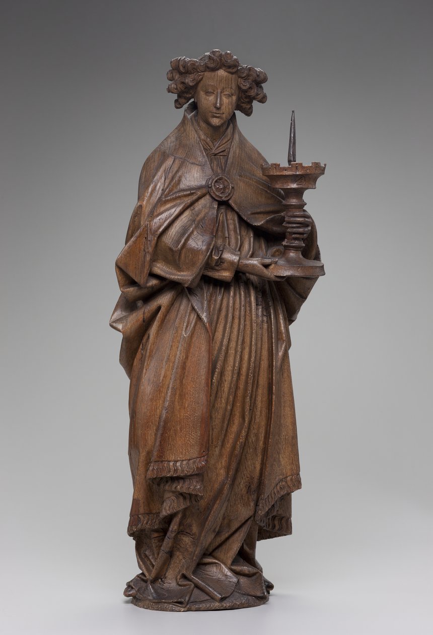 Melek tutan şamdan, c.1480-1500 (meşe) by Netherlandish School
