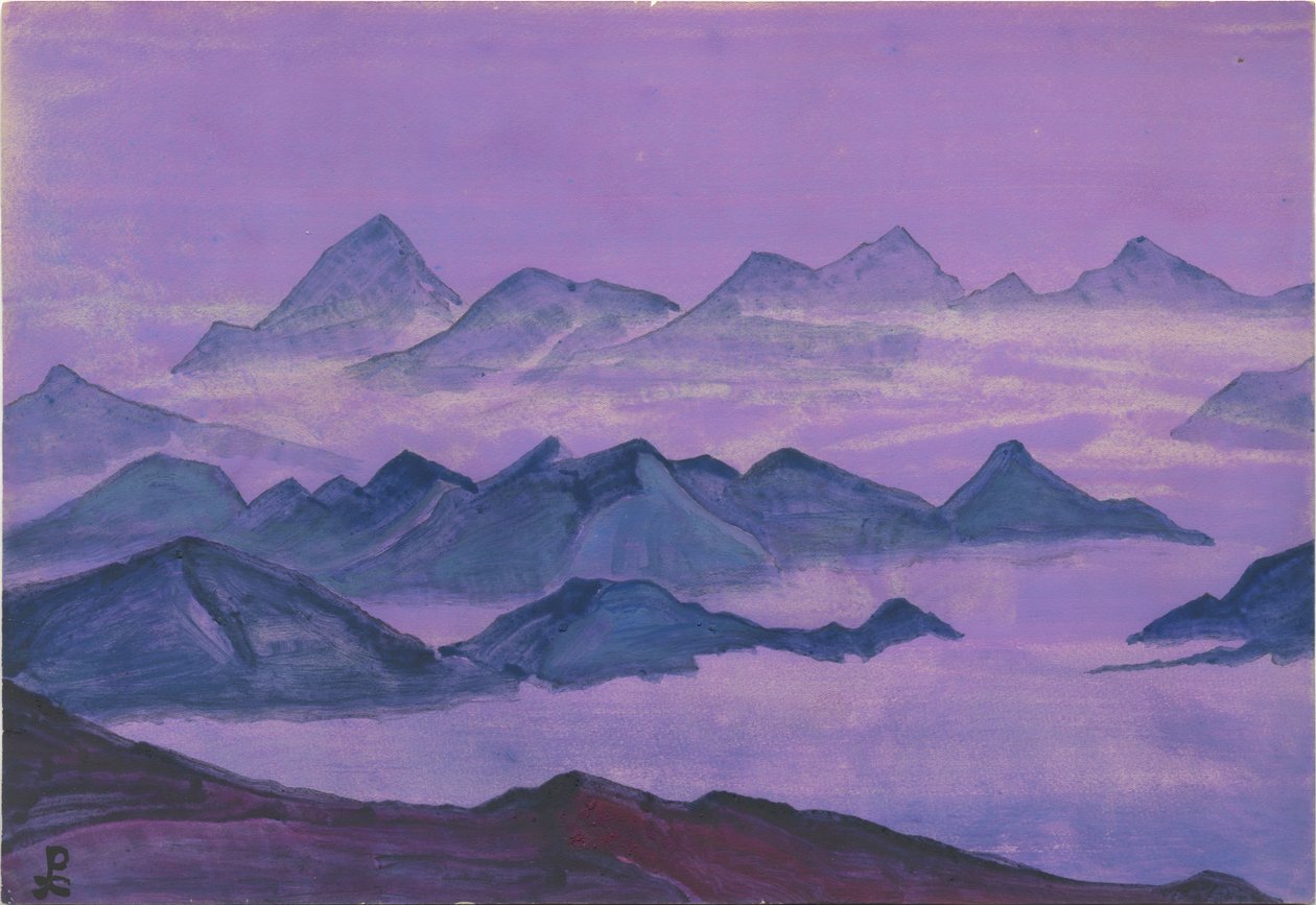 Himalayalar. Albüm yaprağı, 1934 by Nicholas Roerich