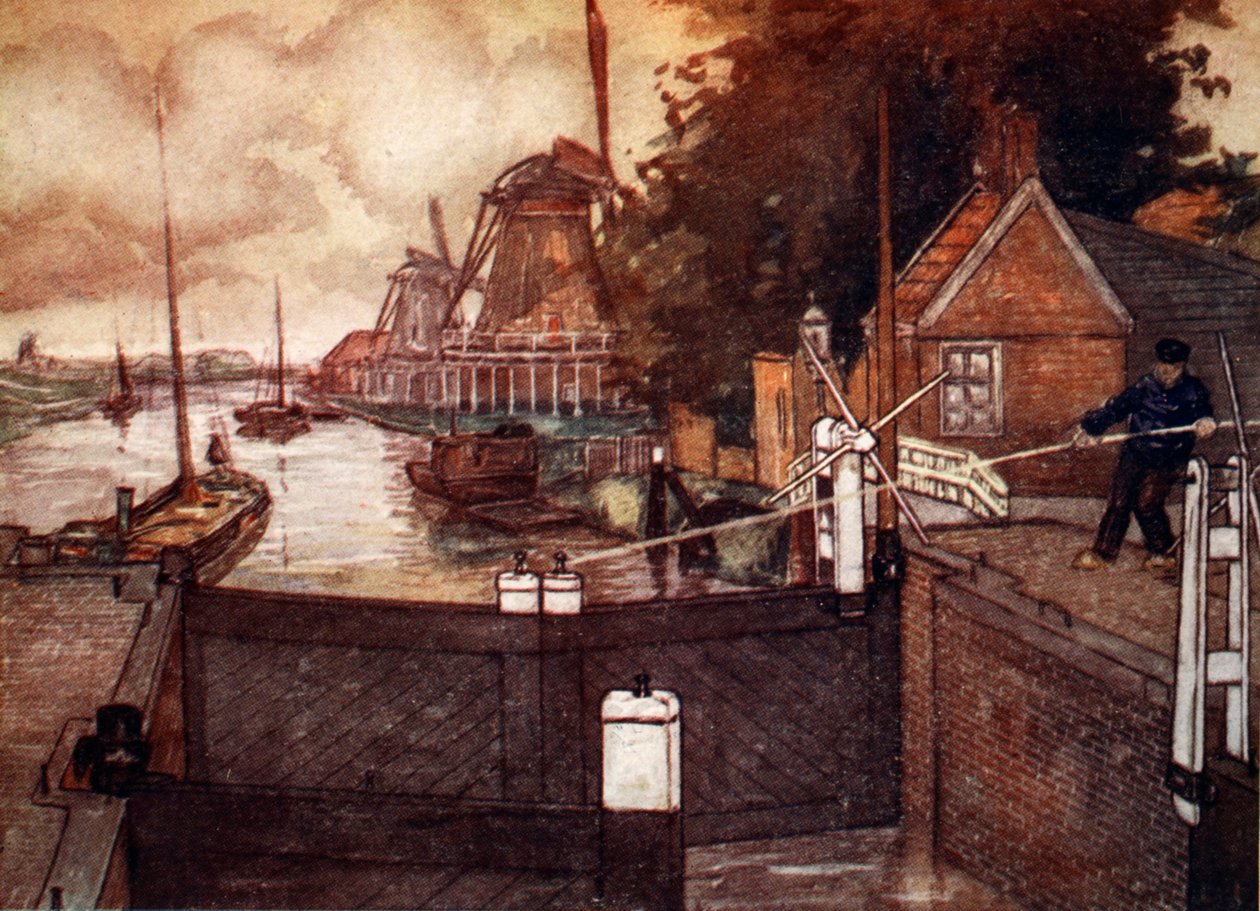 Noordervaldeursluis, Zaandam, 1904 by Nico Jungman