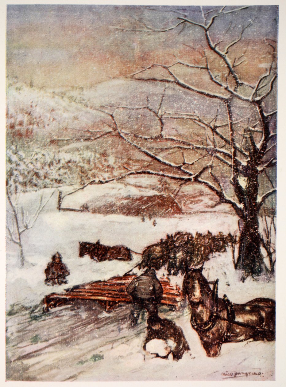 Sekiz veya on atın çektiği kar küreme makinesi, 1905 by Nico Jungman