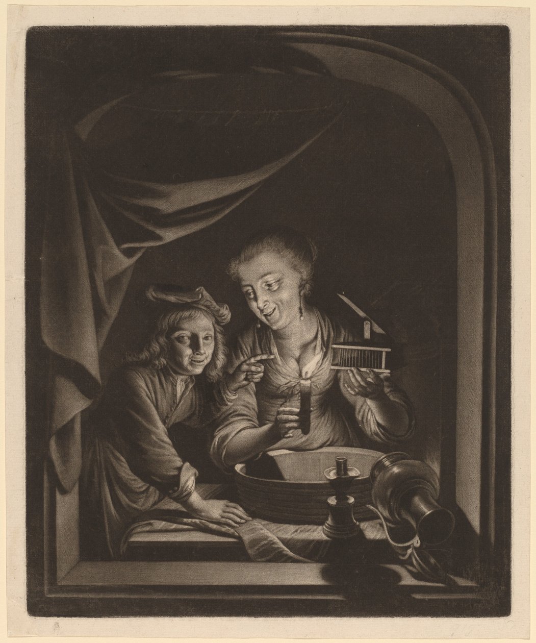Fare kapanı olan hizmetçi by Nicolaas Verkolje after Gerrit Dou