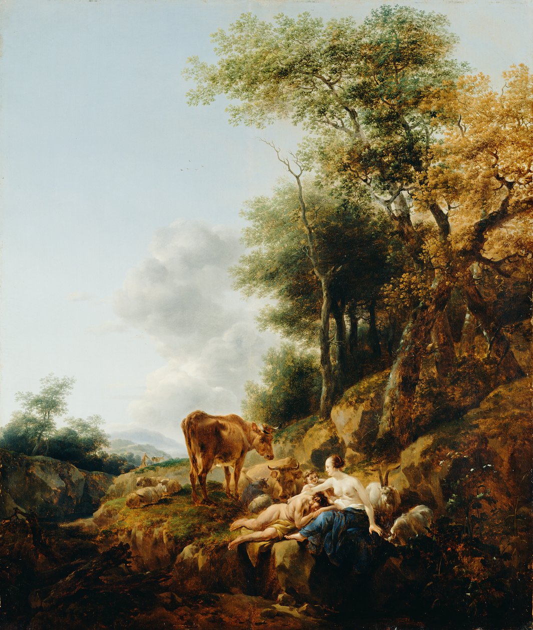 Bir Peri ve bir Satyr ile Manzara by Nicolaes Pietersz. Berchem