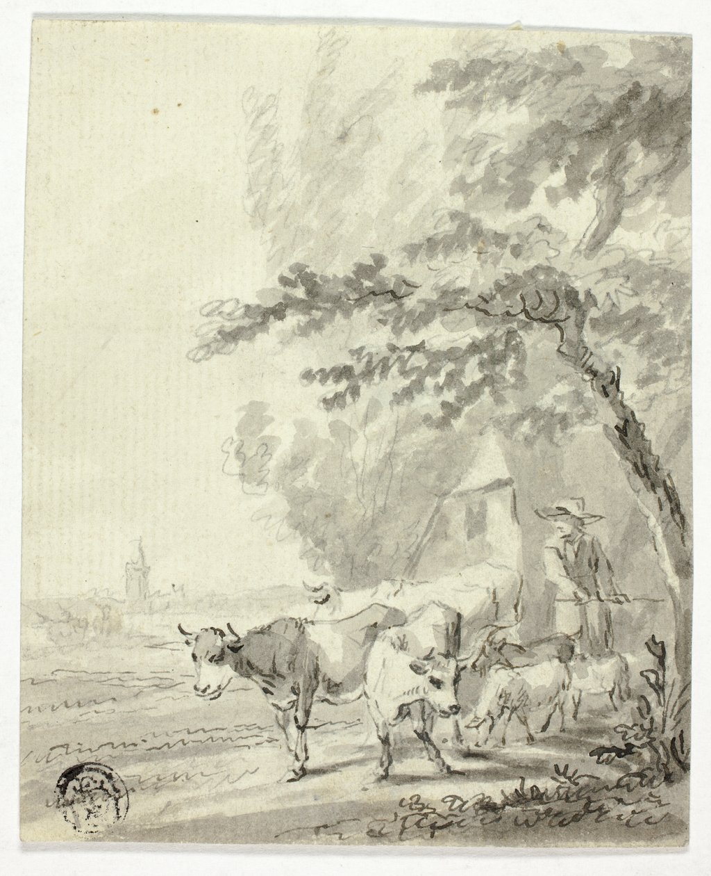 İnek ve koyun güden adam by Nicolaes Berchem