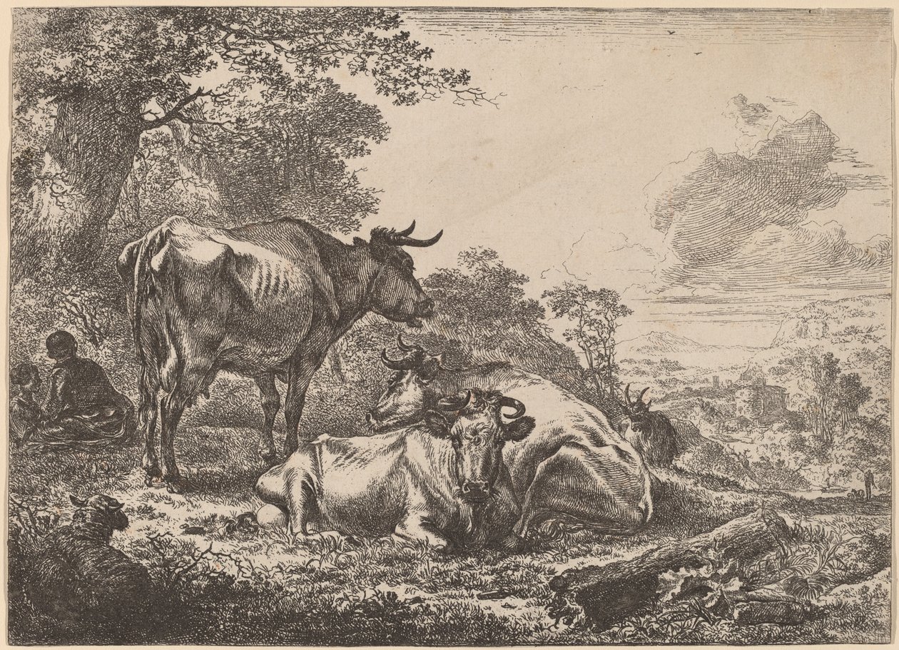 Dinlenme İnekleri. by Nicolaes Berchem