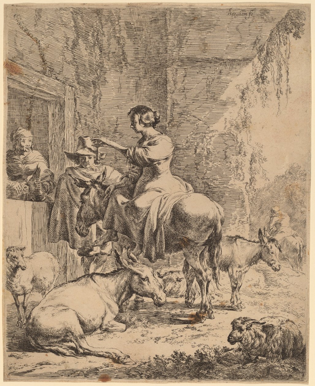 Hanın Önündeki Dinlenme. by Nicolaes Berchem