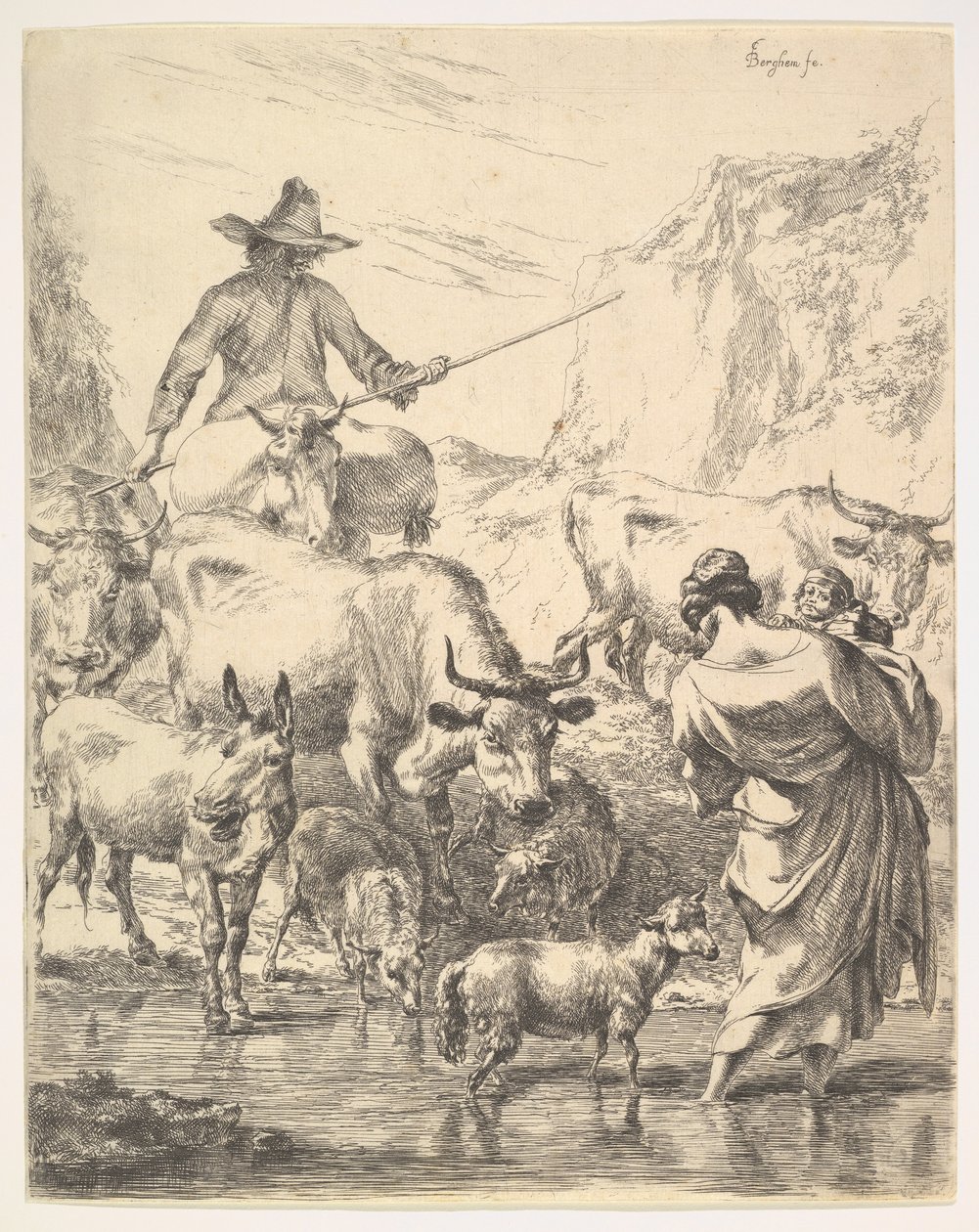 Dereyi Geçen Sürü. by Nicolaes Pietersz. Berchem