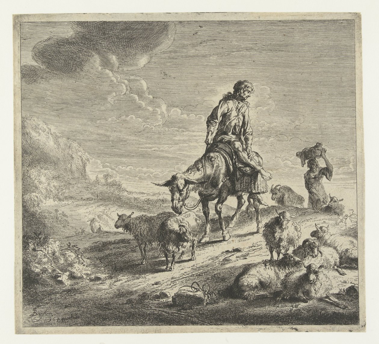 bir eşek üzerinde adam by Nicolaes Pietersz Berchem