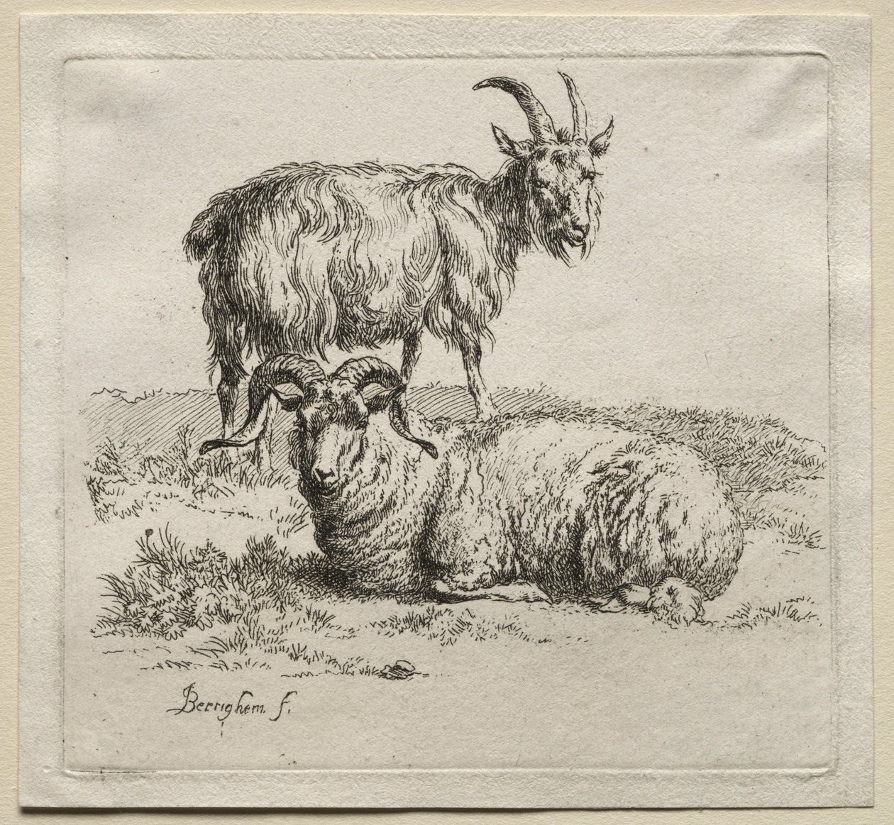Ram ve Keçi. by Nicolaes Pietersz. Berchem