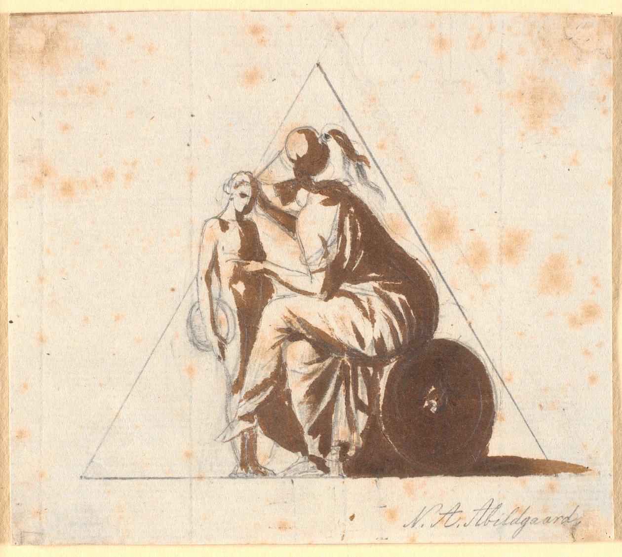 Athena genç bir adamla by Nicolai Abildgaard