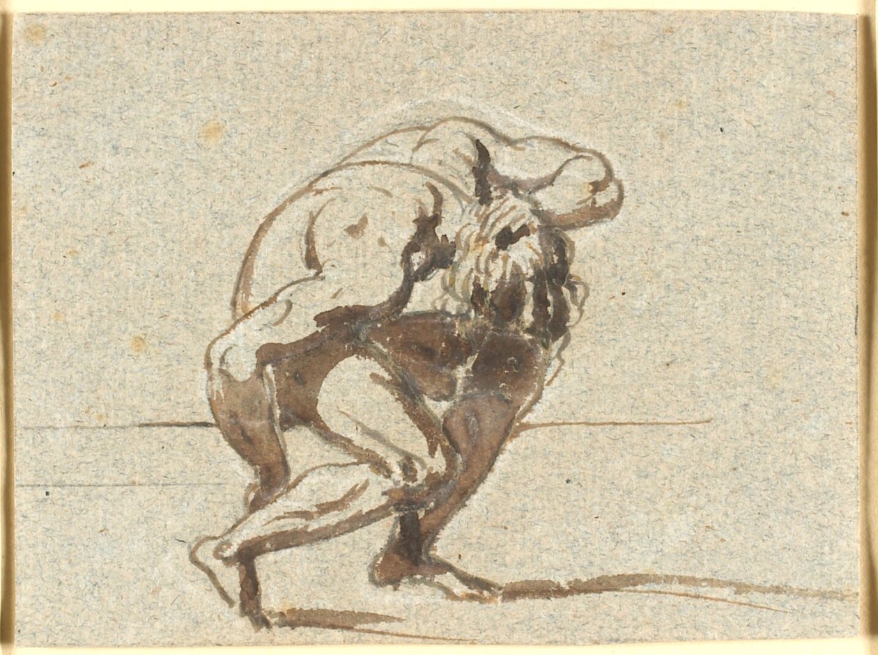 Sol eli boynunda bükülmüş figür by Nicolai Abildgaard