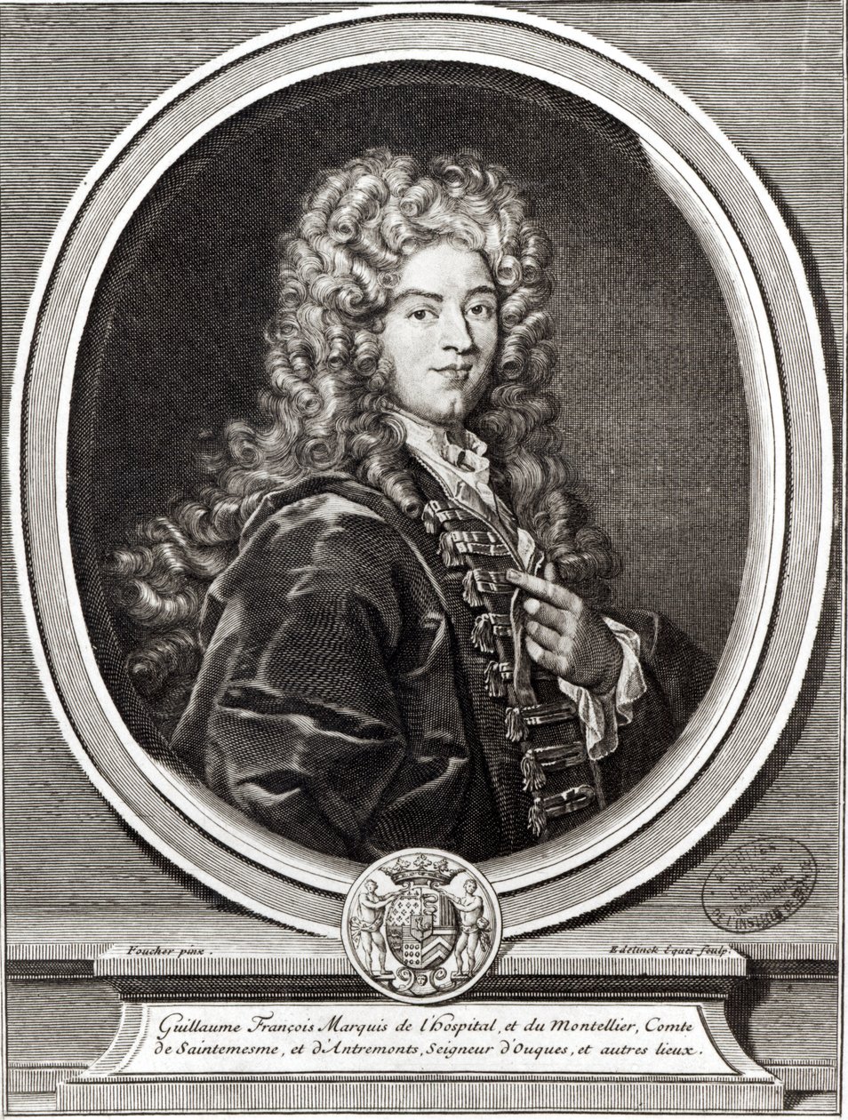 Portrait de Guillaume de LHospital (1661-1704), engraved by Gerard Edelinck (1640-1707)  (bw photo) by Nicolas Foucher