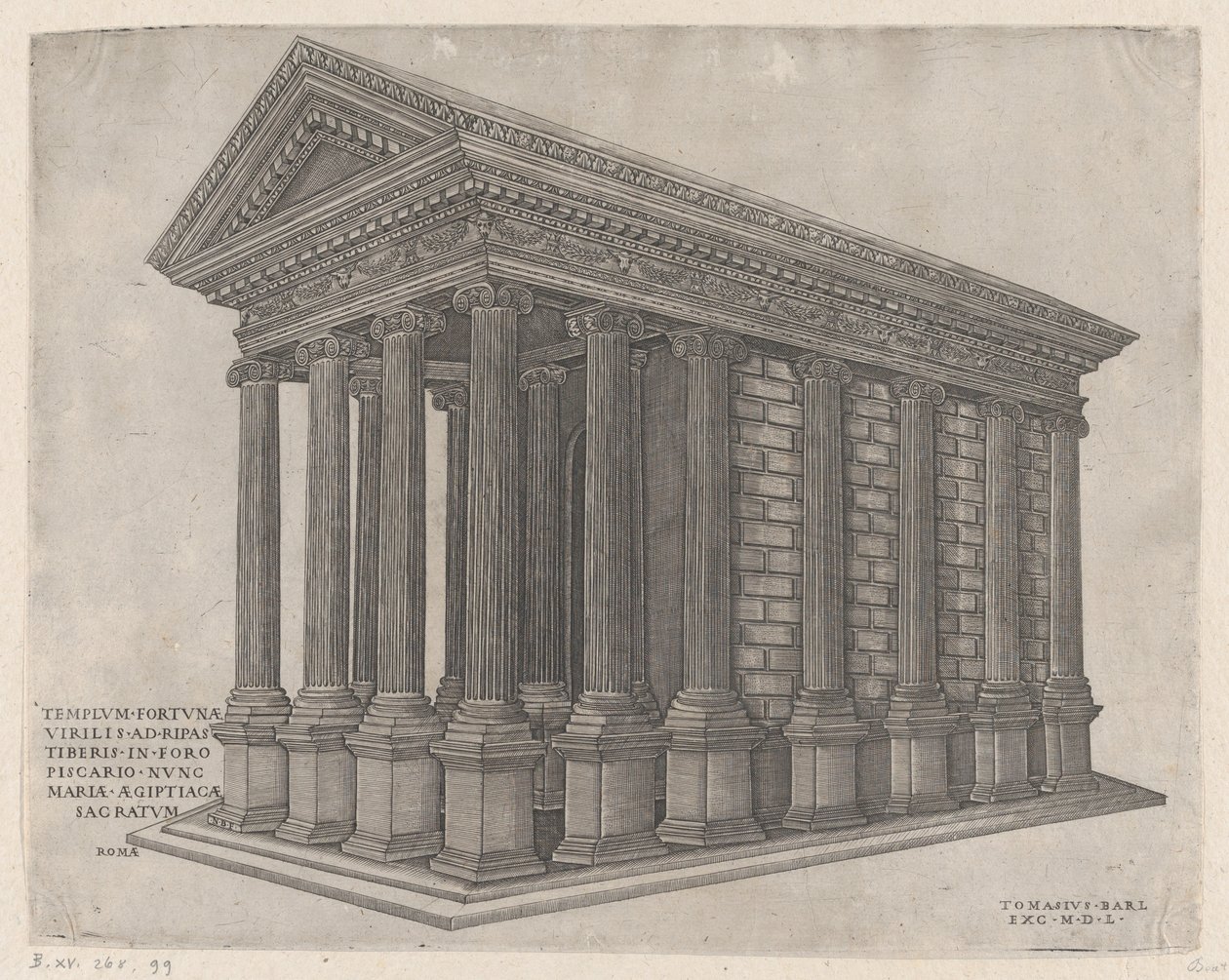 Fortuna Tapınağı, Roma, 1550., 1550. by Nicolas Beatrizet