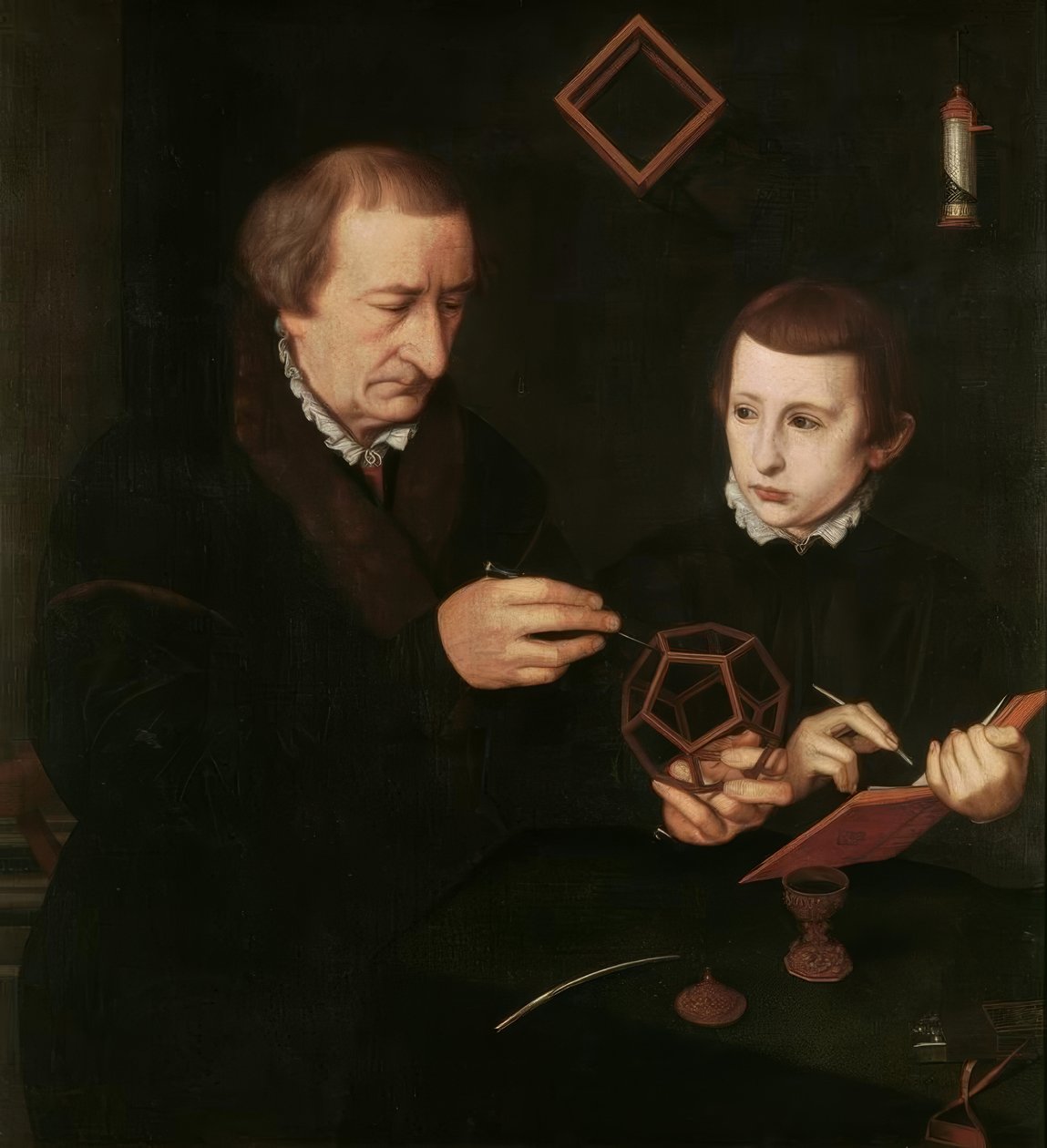 Johannes Neudörfer oğluyla birlikte by Nicolas Neufchatel