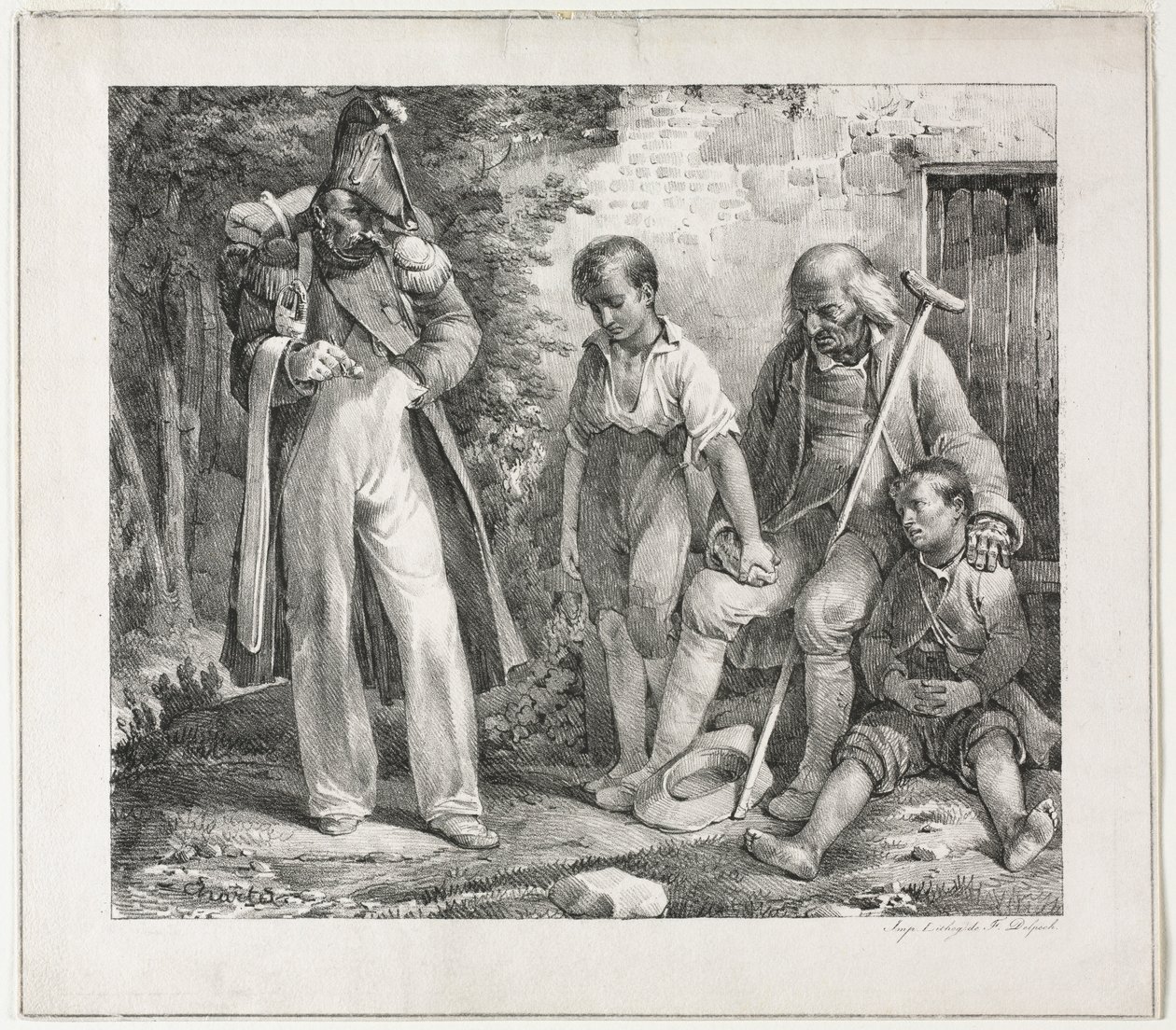 Sadaka için Dilencilik, 1819. by Nicolas Toussaint Charlet