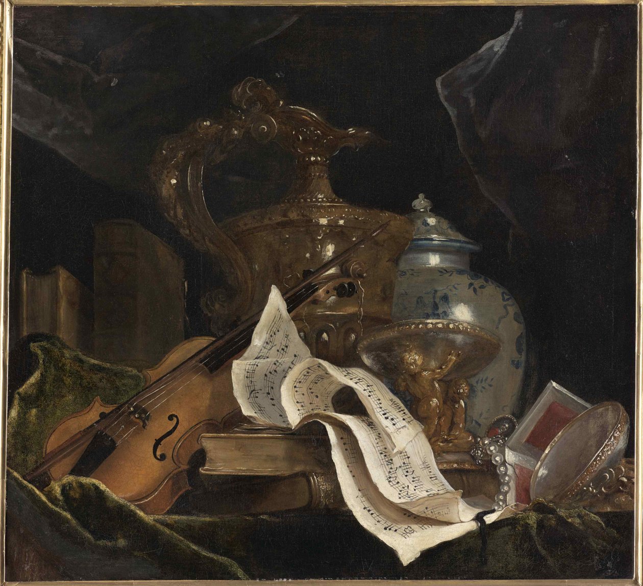 Müzik aleti ile natürmort, 1695-1700. by Nicolas de Largillière