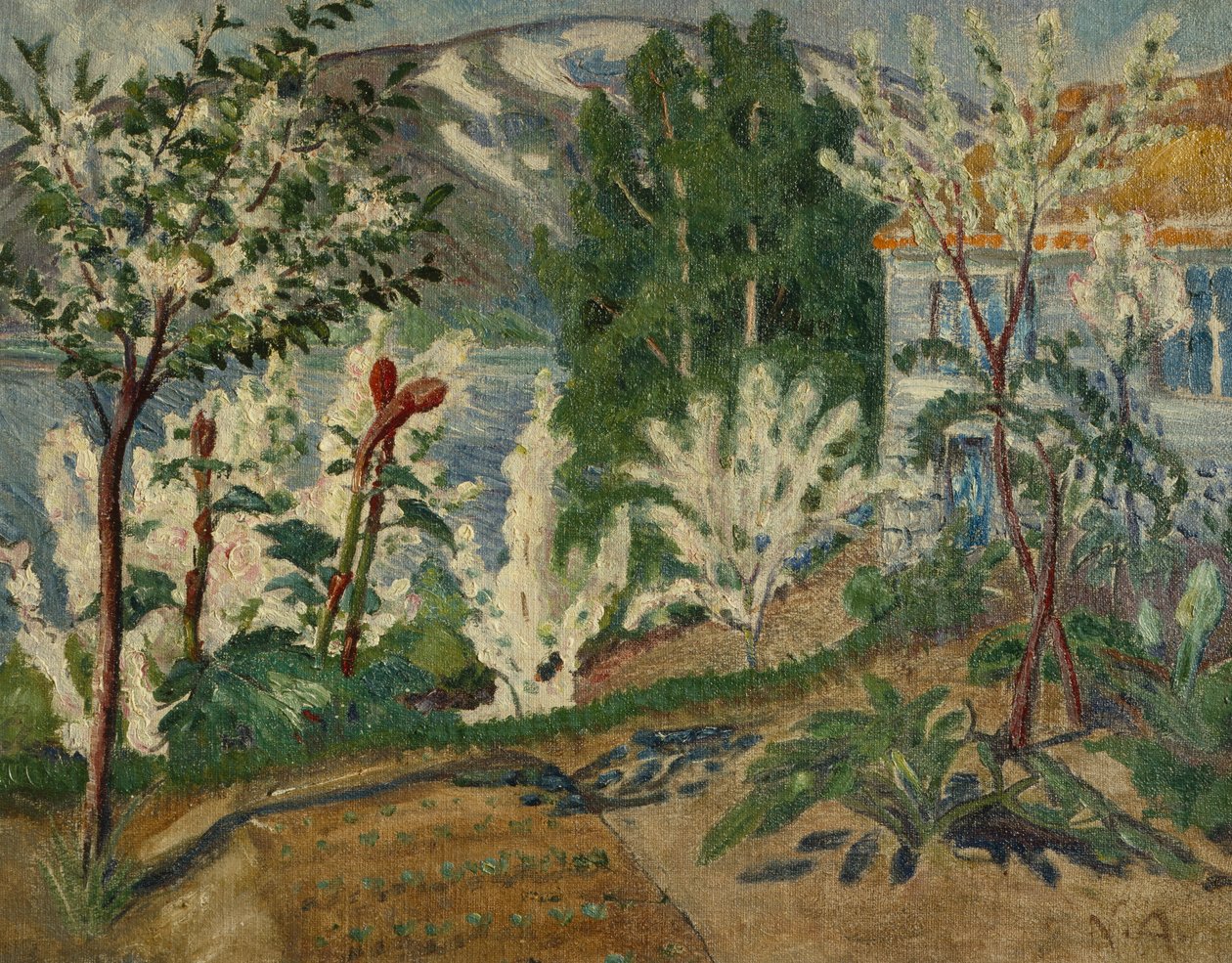Beyaz Çiçekler, Jølstervannet (tuval üzerine yağlı boya) by Nikolai Astrup