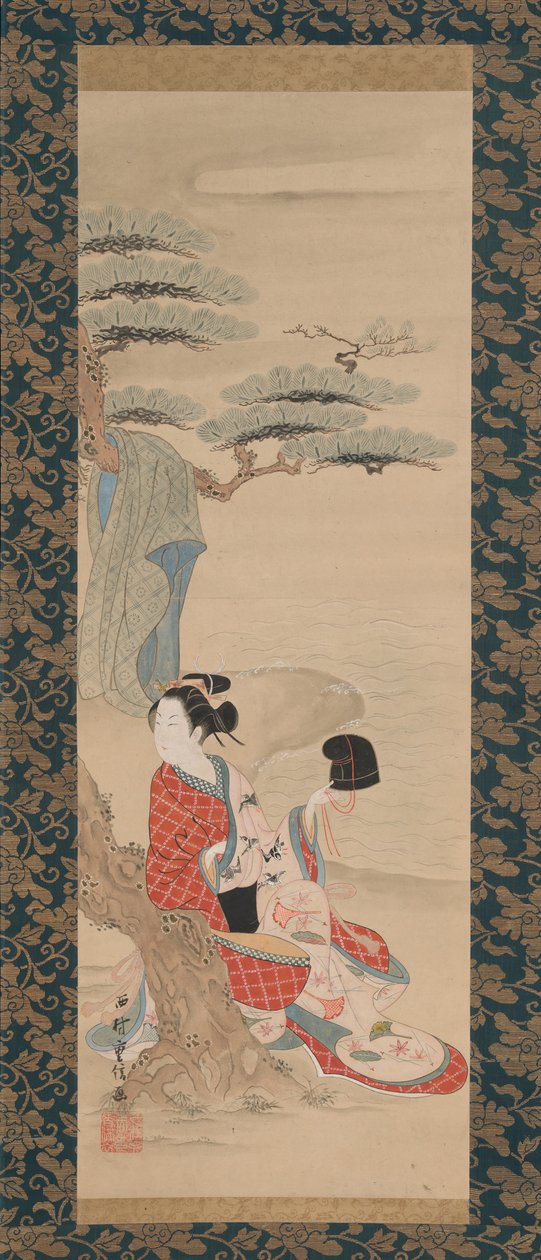 Brine Maiden Matsukaze, 18. yüzyılın başlarında. by Nishimura Shigenobu