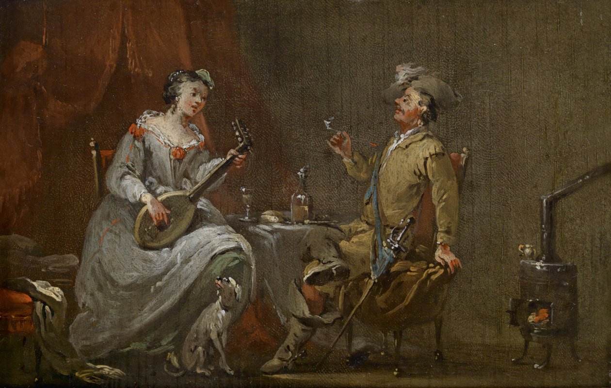 Cavalier ve ud çalan bayan by Norbert Joseph Carl Grund