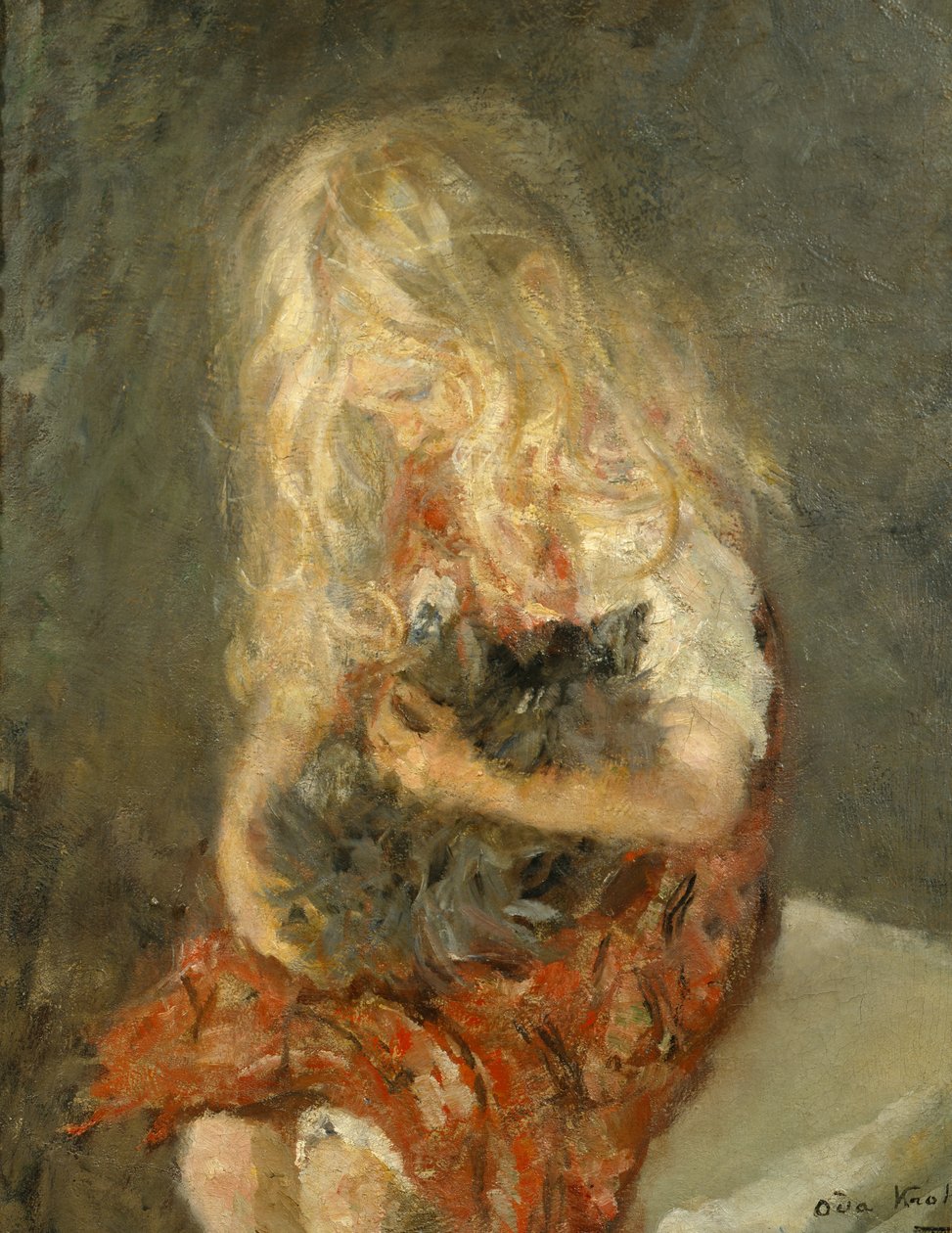 kedi ile kız by Oda Krohg