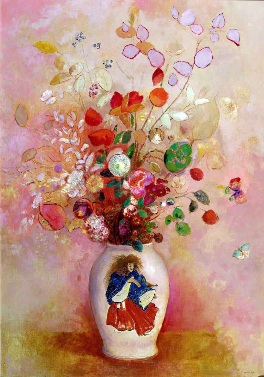 Japon Vazoda Çiçek Buketi, c.1905-08 by Odilon Redon